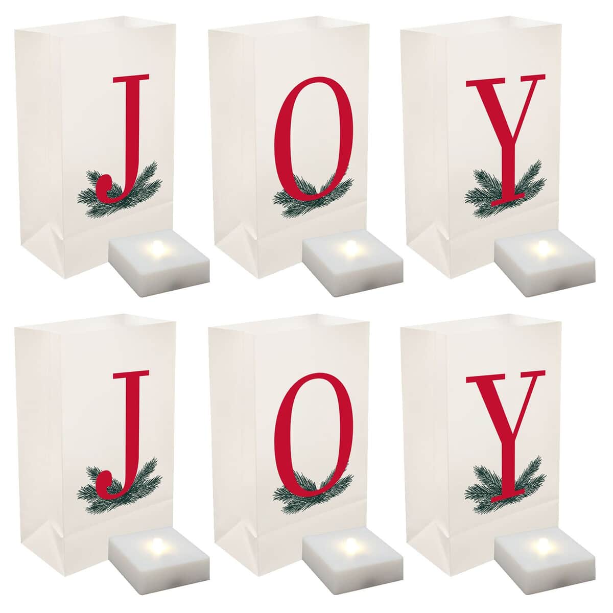 Lumabase Christmas-Battery Operated LED Luminaria Kit, JOY – Set of 6 image number 0