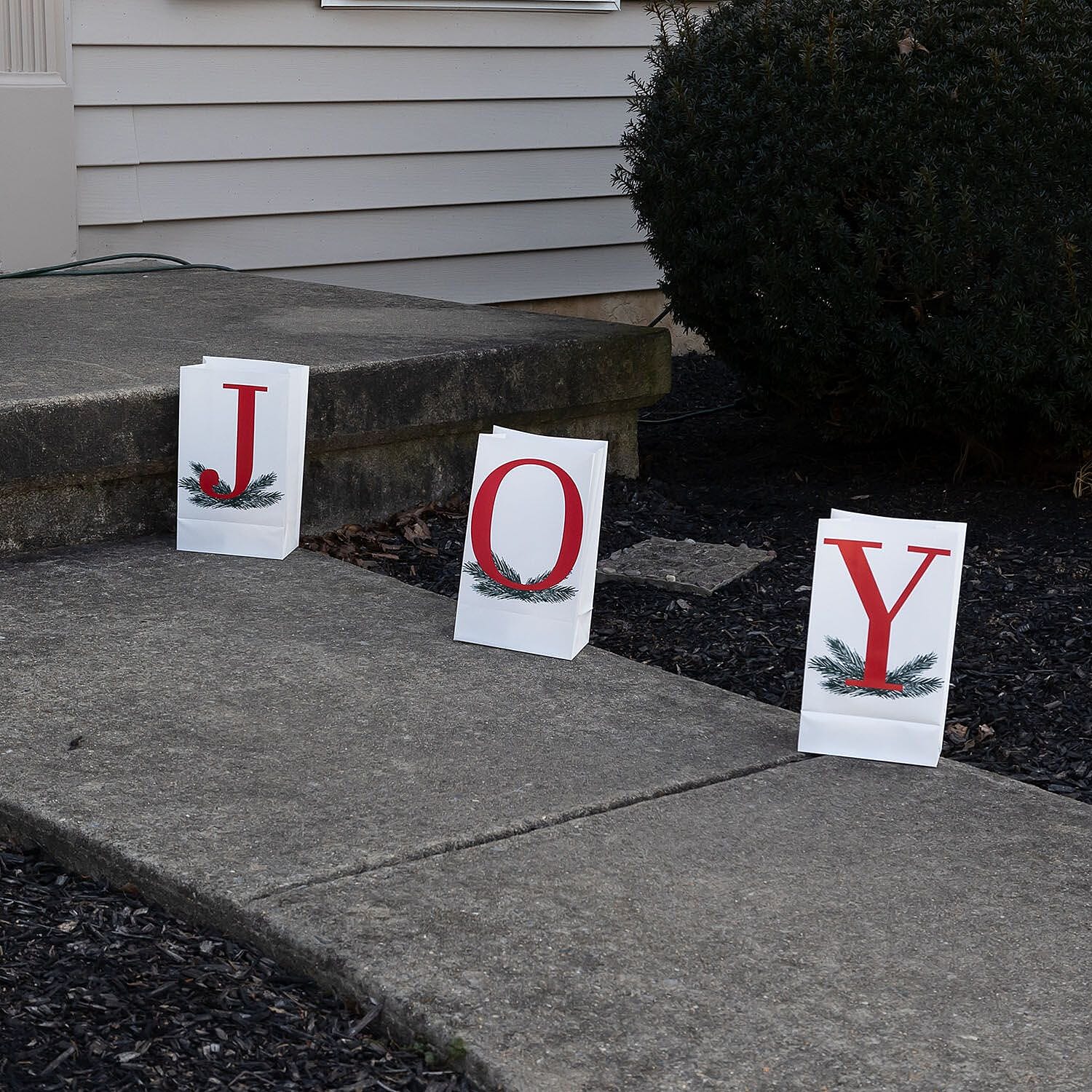 Lumabase Christmas-Battery Operated LED Luminaria Kit, JOY – Set of 6