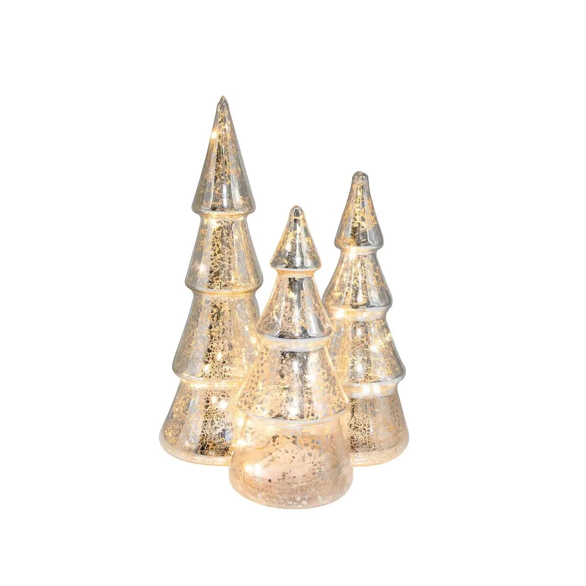 Lumabase Set of 3 Battery Operated Glass Trees image number 0