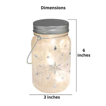 Battery Operated Silver Snowflake Glass Mason Jars - Set of 3