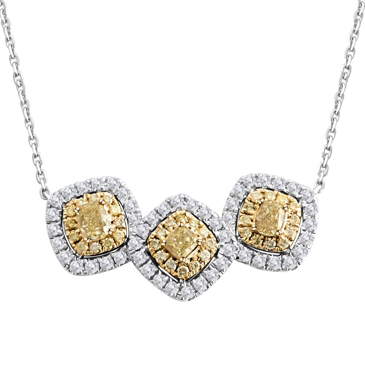 Modani 14K Yellow and White Gold Natural Yellow and White Diamond Necklace 18 Inches 5.70 Grams 1.50 ctw image number 0