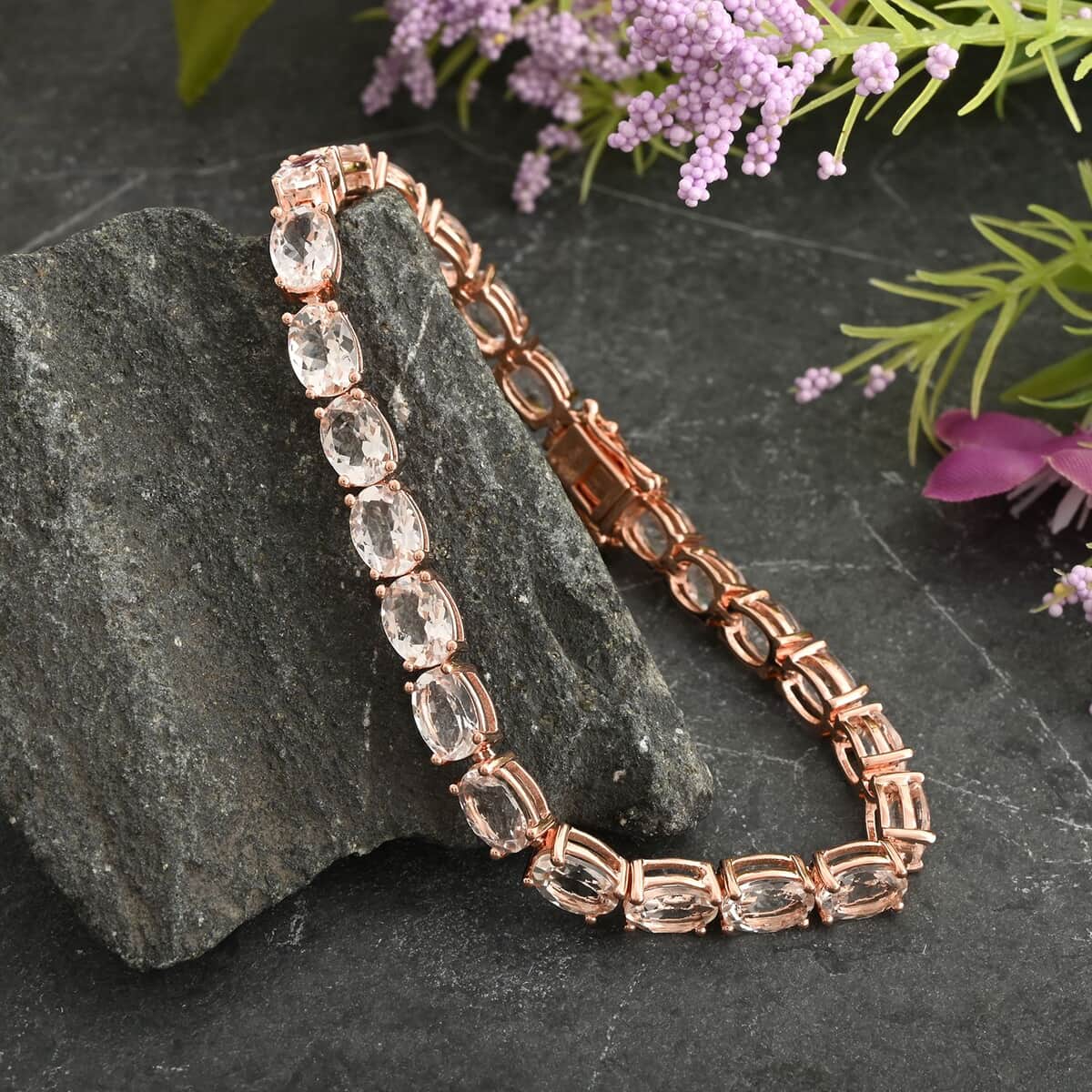 Marropino Morganite Tennis Bracelet in 14K Rose Gold Over Sterling Silver (7.00 In) 16.50 ctw image number 1