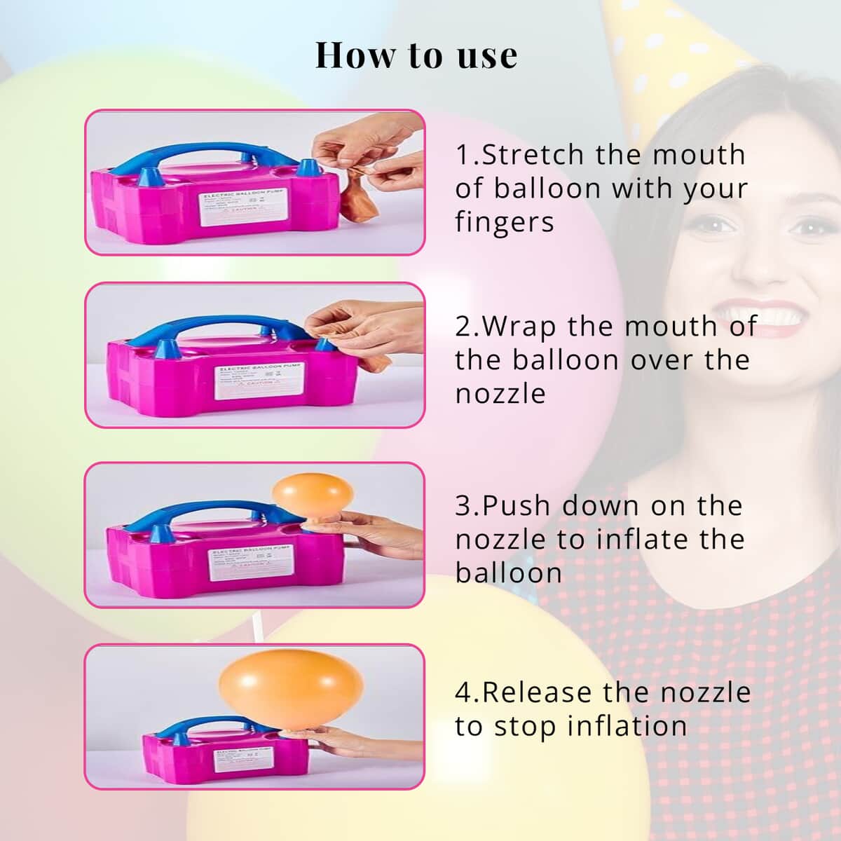Portable Dual Nozzle Electric Balloon Machine Inflator Air Pump image number 3