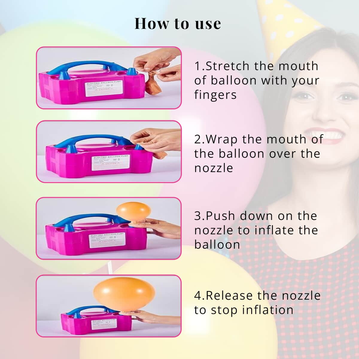 Buy Portable Dual Nozzle Electric Balloon Machine Inflator Air Pump at ...