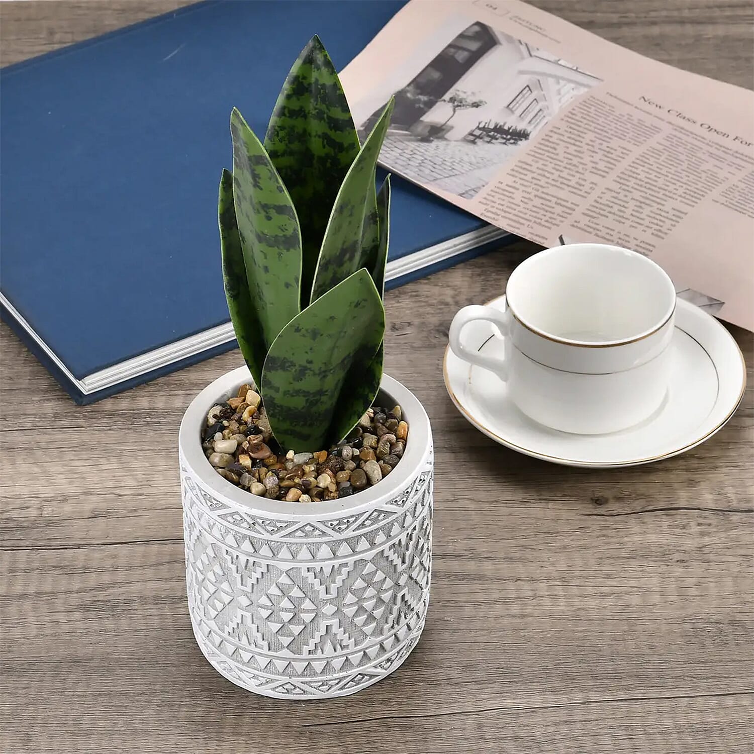 Gray Artificial Succulent Pot