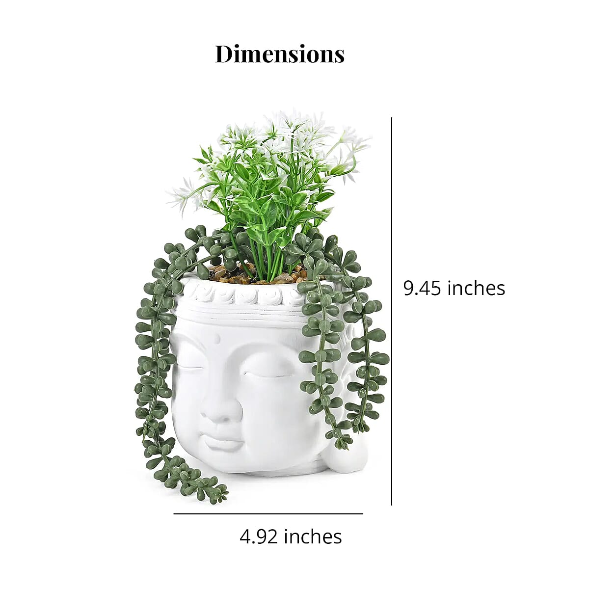 White Artificial Succulent Buddha Head Pot image number 6