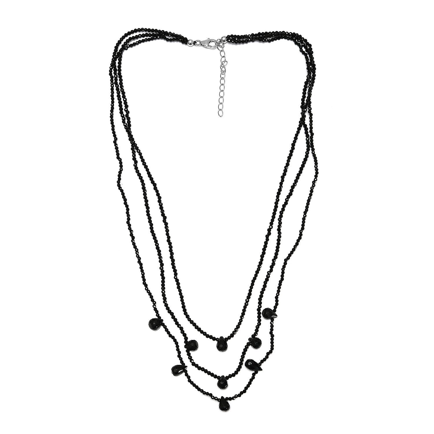Buy Thai Black Spinel 85.00 ctw Beaded 3 Layered Necklace in
