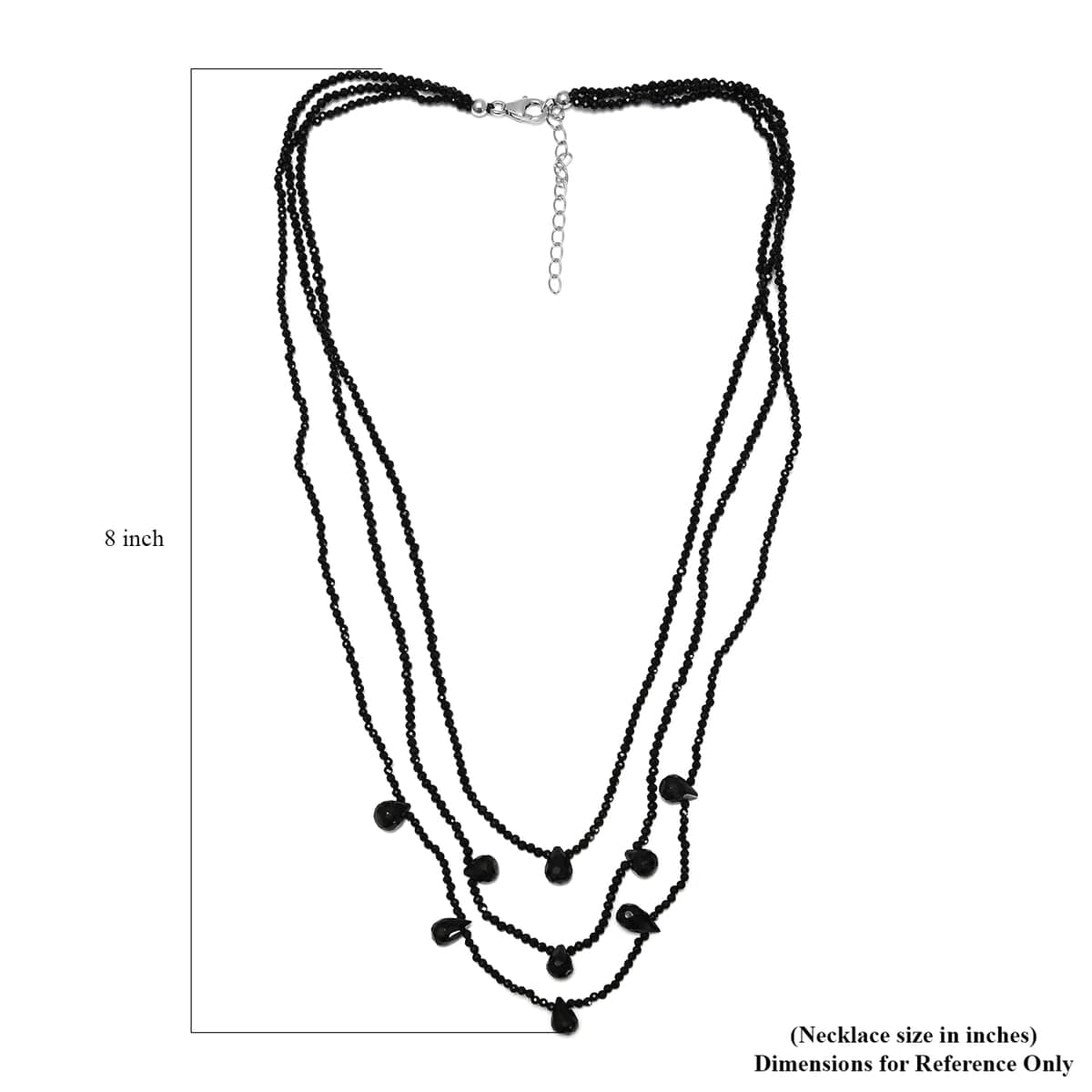 Thai Black Spinel 85.00 ctw Beaded 3 Layered Necklace in Rhodium Over Sterling Silver 18-20 Inches image number 5