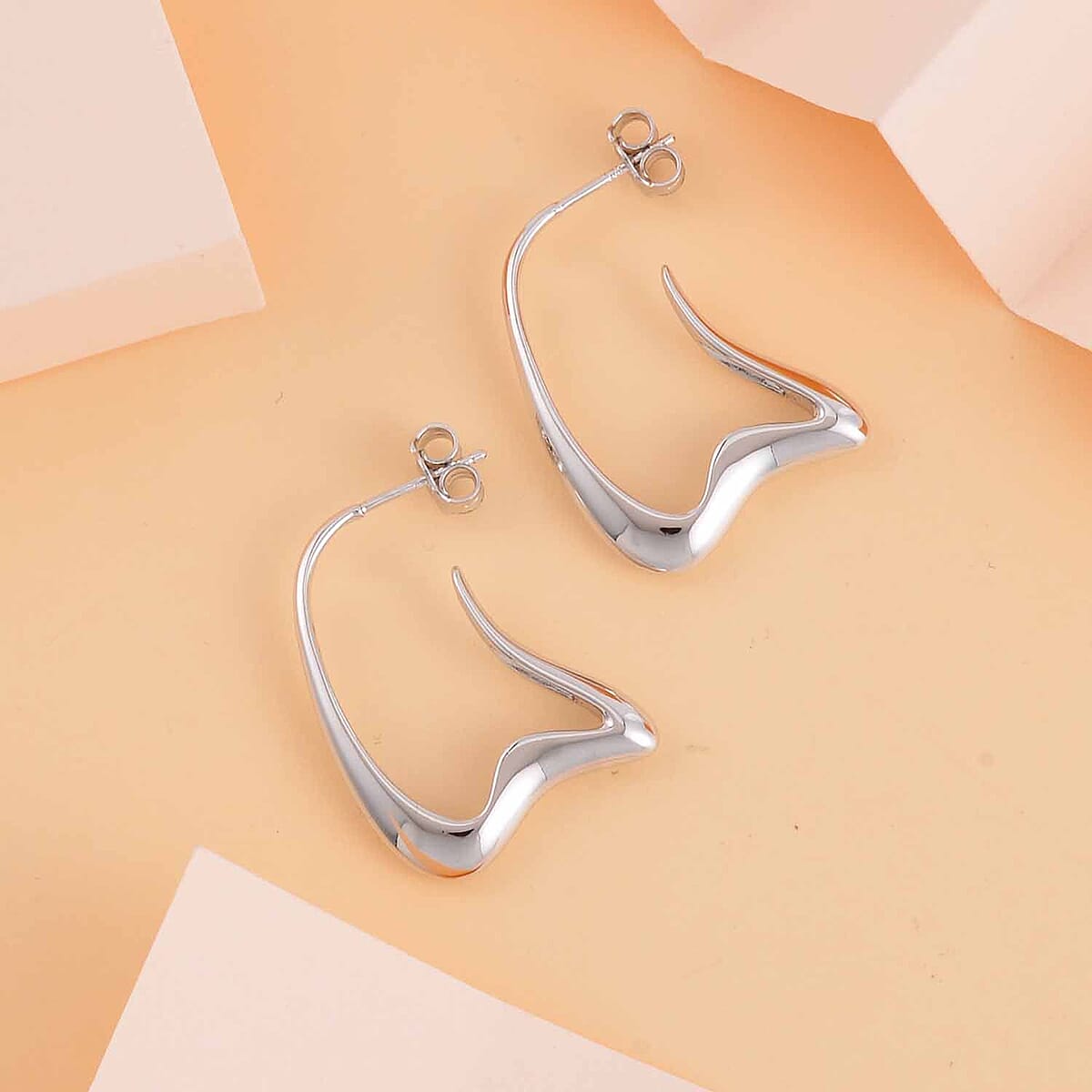 Rhodium Over Sterling Silver Earrings, Designer Statement Women Earrings for Daily Wear, Gift For Her image number 1