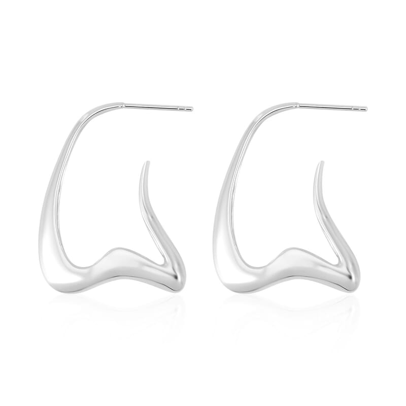 Rhodium Over Sterling Silver Earrings, Designer Statement Women Earrings for Daily Wear, Gift For Her