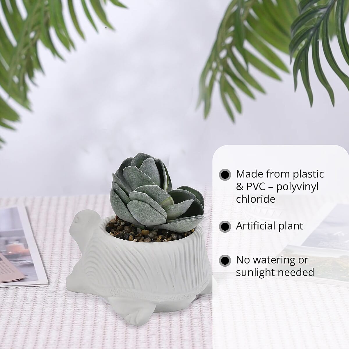 White Artificial Succulent Turtle Shape Pot image number 2