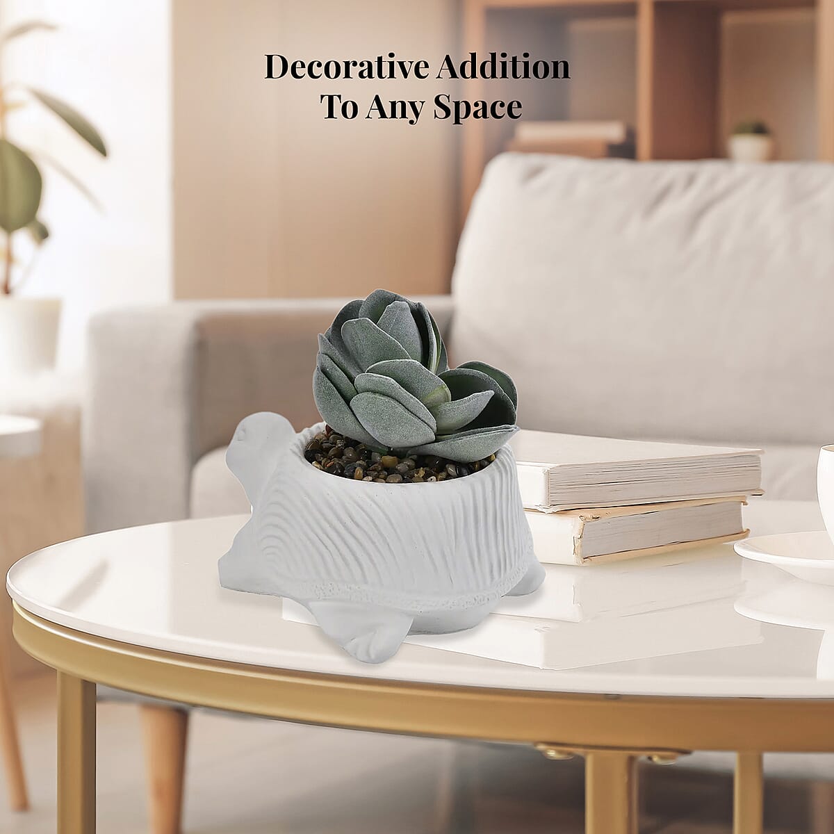 White Artificial Succulent Turtle Shape Pot image number 3