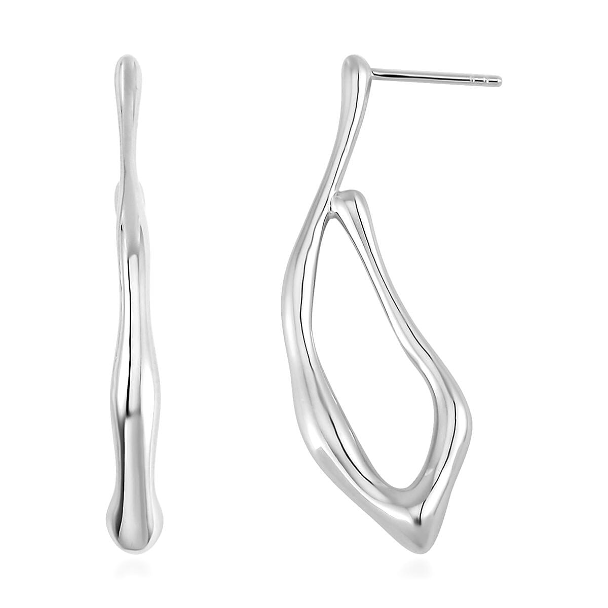 Rhodium Over Sterling Silver Fancy Earrings 8.55 Grams