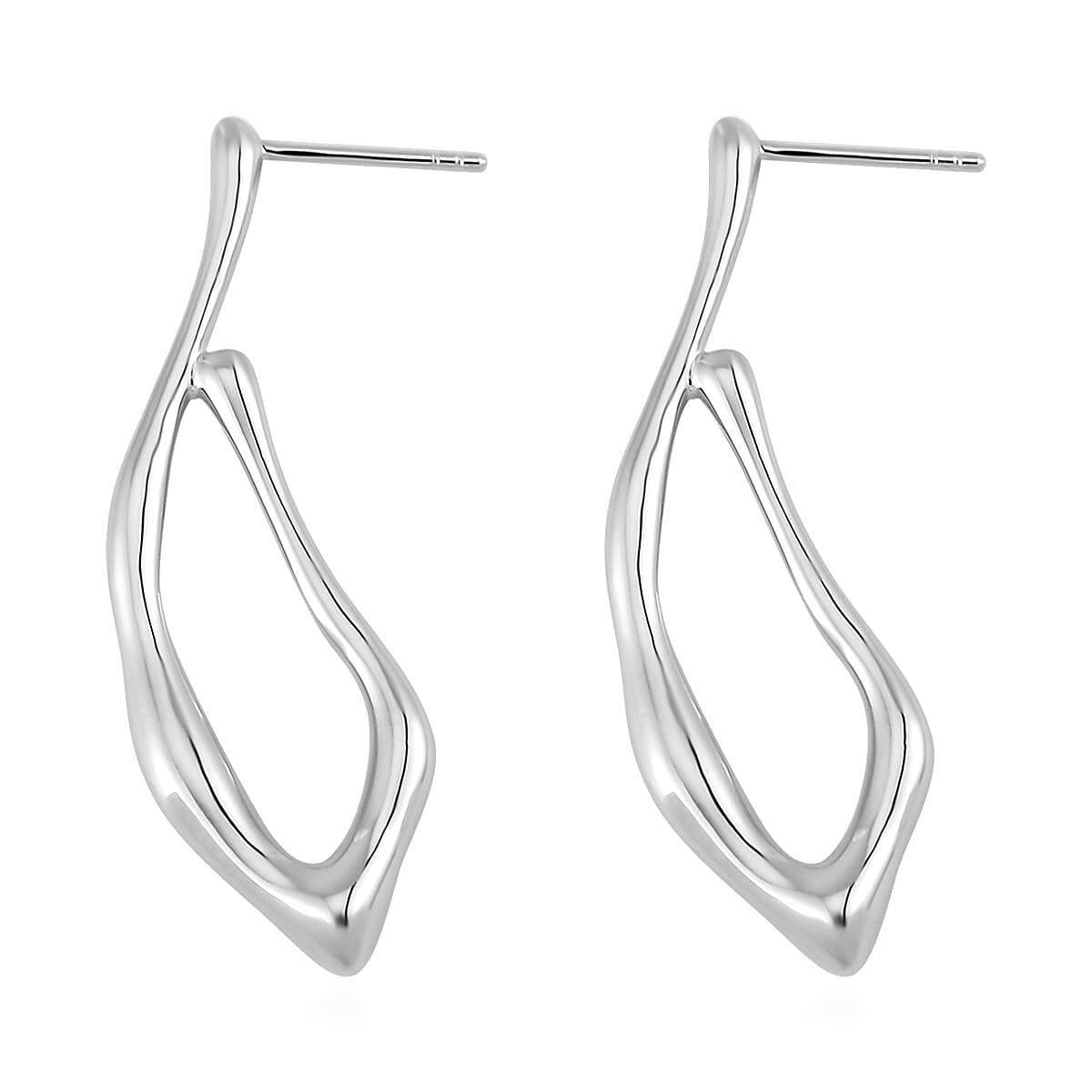 Rhodium Over Sterling Silver Fancy Earrings 8.55 Grams
