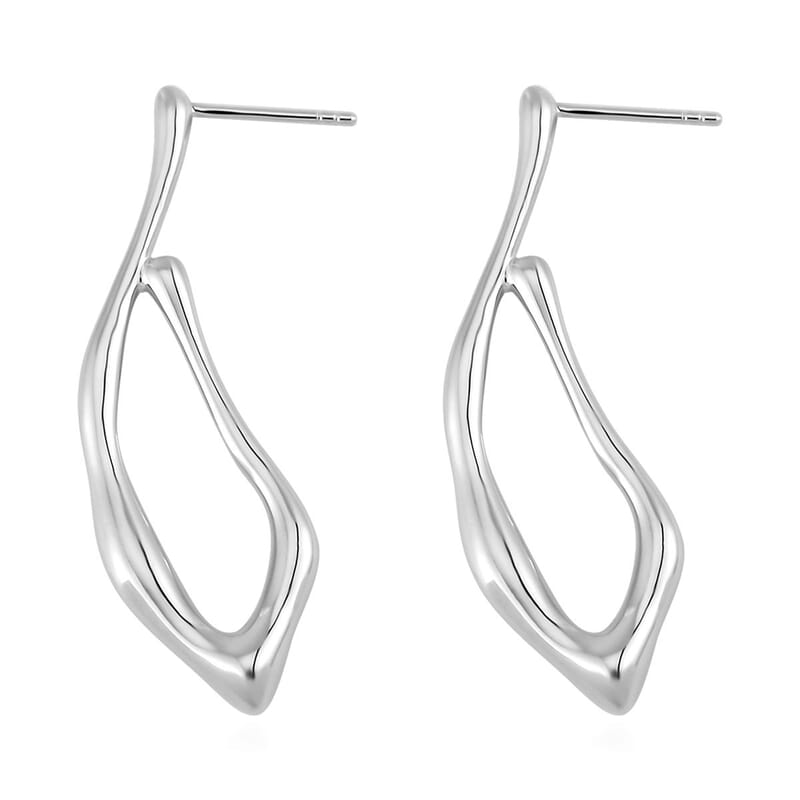 Rhodium Over Sterling Silver Fancy Earrings 8.55 Grams