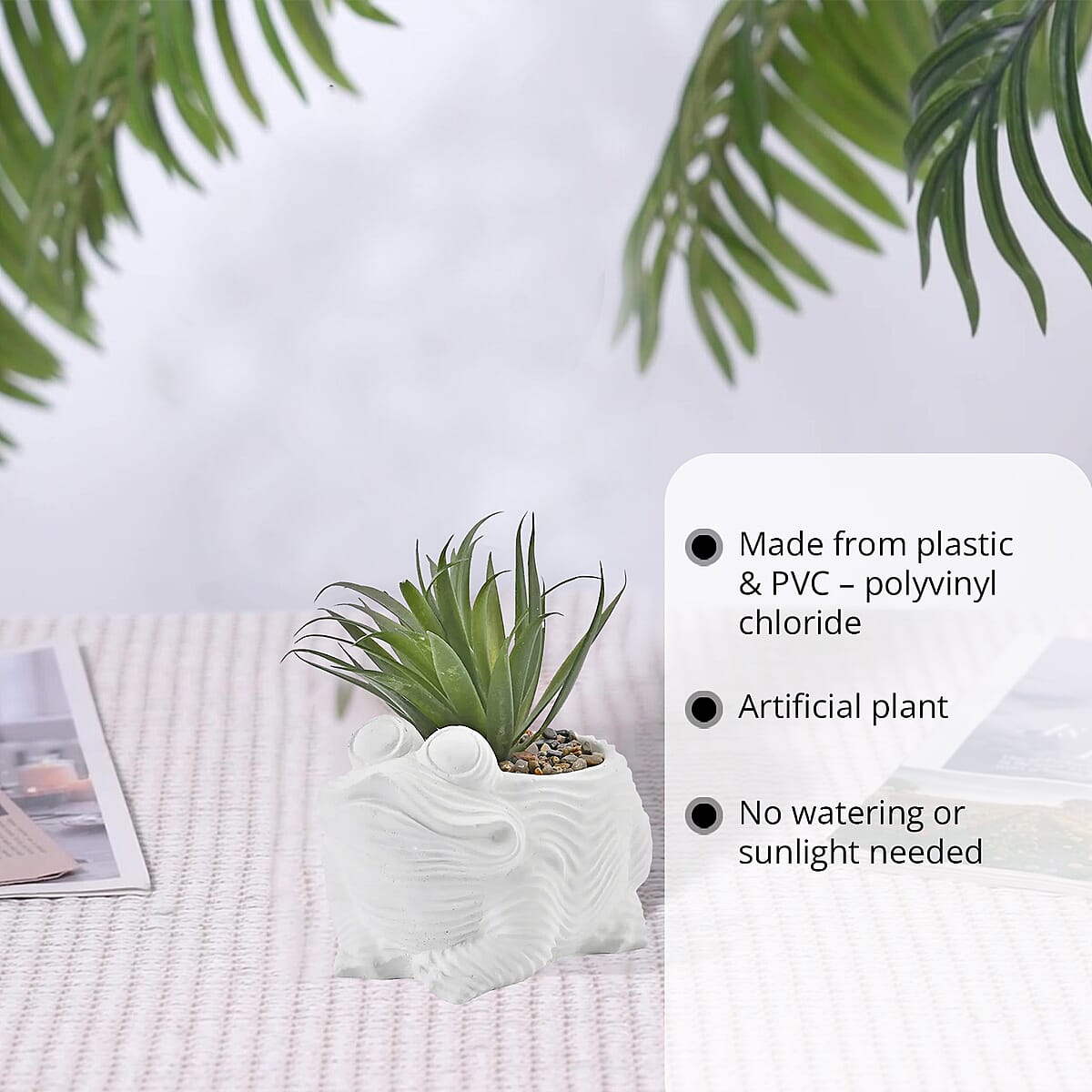 White Artificial Succulent Frog Shape Pot image number 2