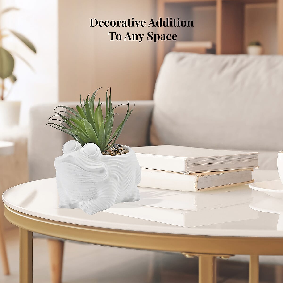 White Artificial Succulent Frog Shape Pot image number 3