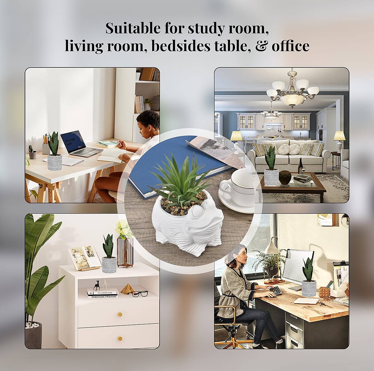 White Artificial Succulent Frog Shape Pot image number 4