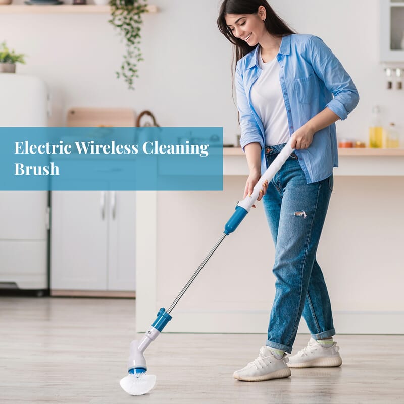 Electric Wireless Cleaning Brush Set with UL Plug (300RPM Brush Head Speed)