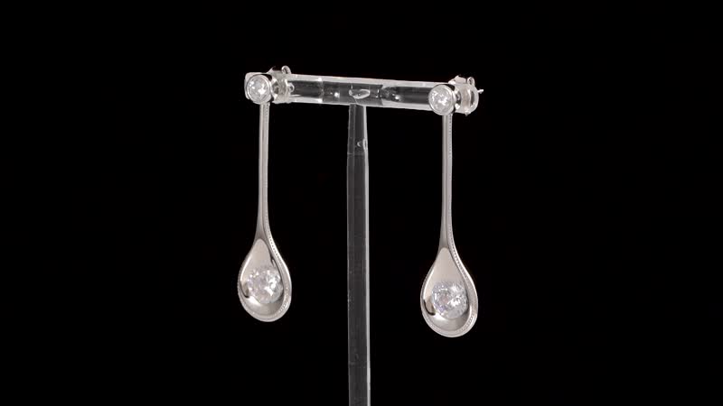 Simulated Diamond Dangle Earrings in Rhodium Over Sterling Silver 7.65 ctw