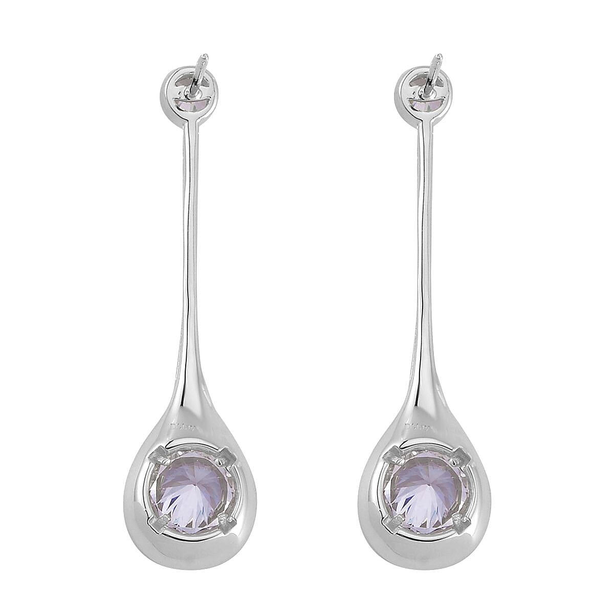 Lustro Stella Finest CZ Dangle Earrings in Rhodium Over Sterling Silver 7.65 ctw image number 4