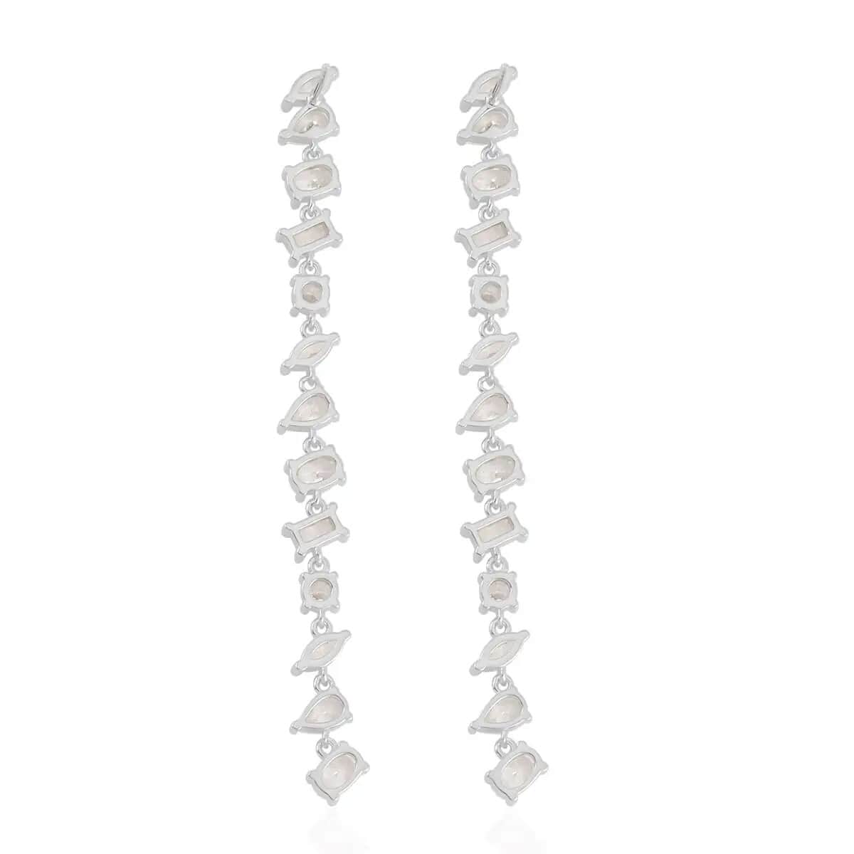 Lustro Stella Finest CZ Mixed Shapes Earrings in Rhodium Over Sterling Silver, Linear Dangle Earrings For Women, Gift For Her 13.00 ctw image number 5
