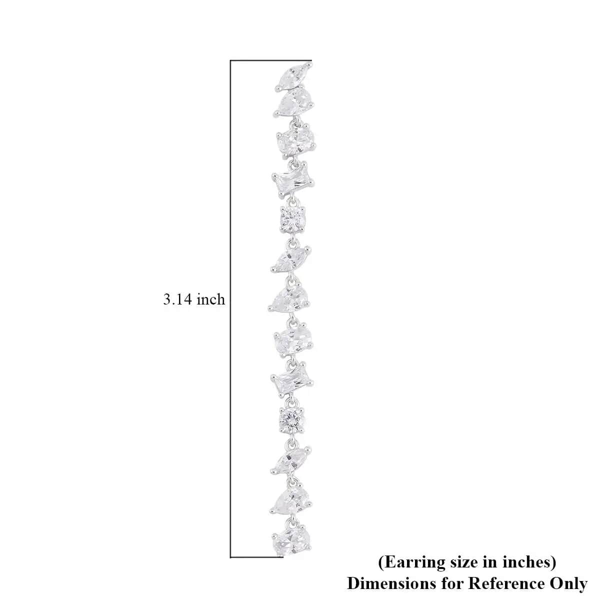 Lustro Stella Finest CZ Mixed Shapes Earrings in Rhodium Over Sterling Silver, Linear Dangle Earrings For Women, Gift For Her 13.00 ctw image number 6