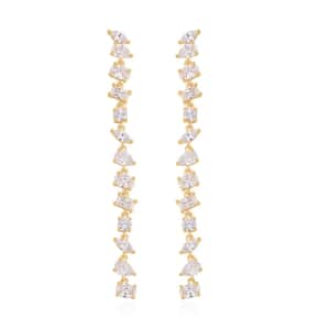 Lustro Stella Finest CZ Mixed Shapes Earrings in 14K Yellow Gold Over Sterling Silver, Linear Dangle Earrings For Women, Gift For Her 13.00 ctw