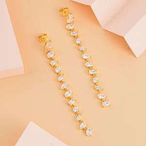 Lustro Stella Finest CZ Earrings in 14K Yellow Gold Over Sterling Silver, Linear Dangle Earrings For Women, Gift For Her 13.00 ctw