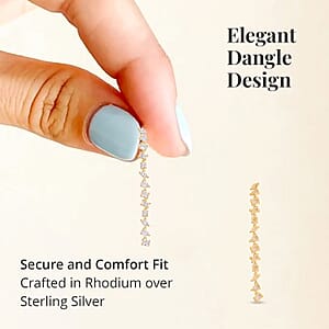 Lustro Stella Finest CZ Earrings in 14K Yellow Gold Over Sterling Silver, Linear Dangle Earrings For Women, Gift For Her 13.00 ctw