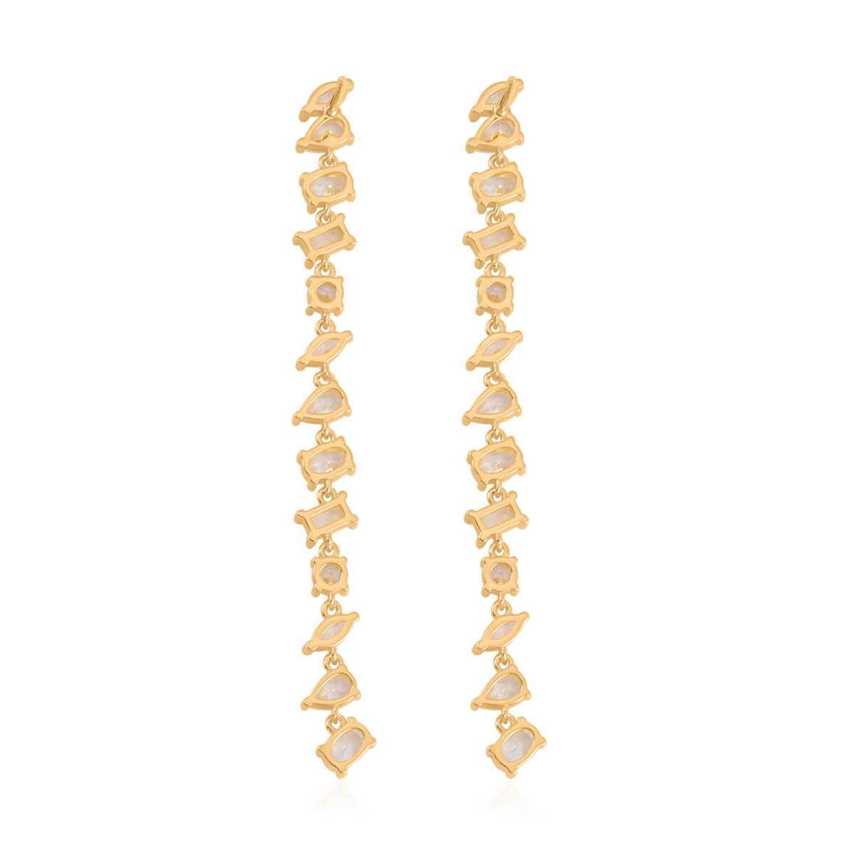 Lustro Stella Finest CZ Mixed Shapes Earrings in 14K Yellow Gold Over Sterling Silver, Linear Dangle Earrings For Women, Gift For Her 13.00 ctw image number 4