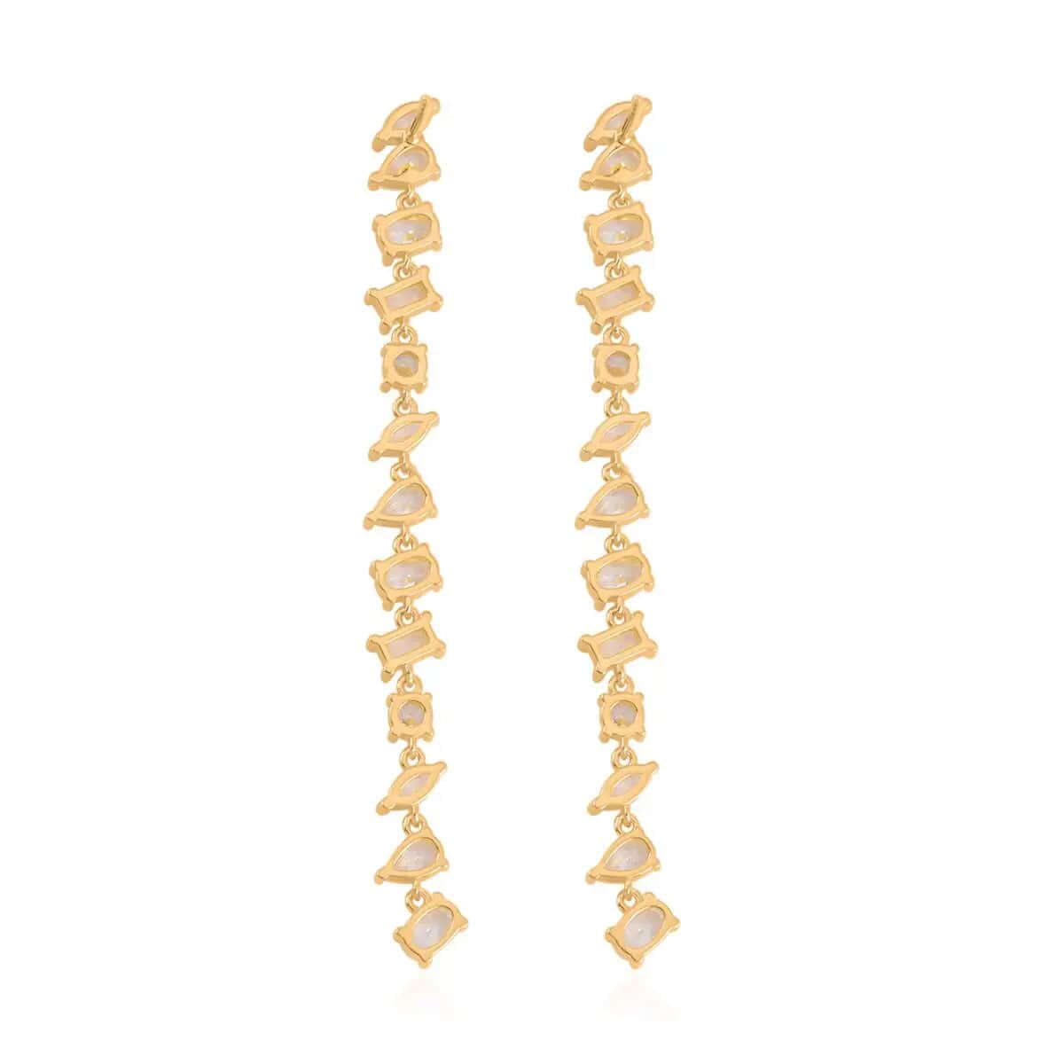 Lustro Stella Finest CZ Earrings in 14K Yellow Gold Over Sterling Silver, Linear Dangle Earrings For Women, Gift For Her 13.00 ctw image number 5