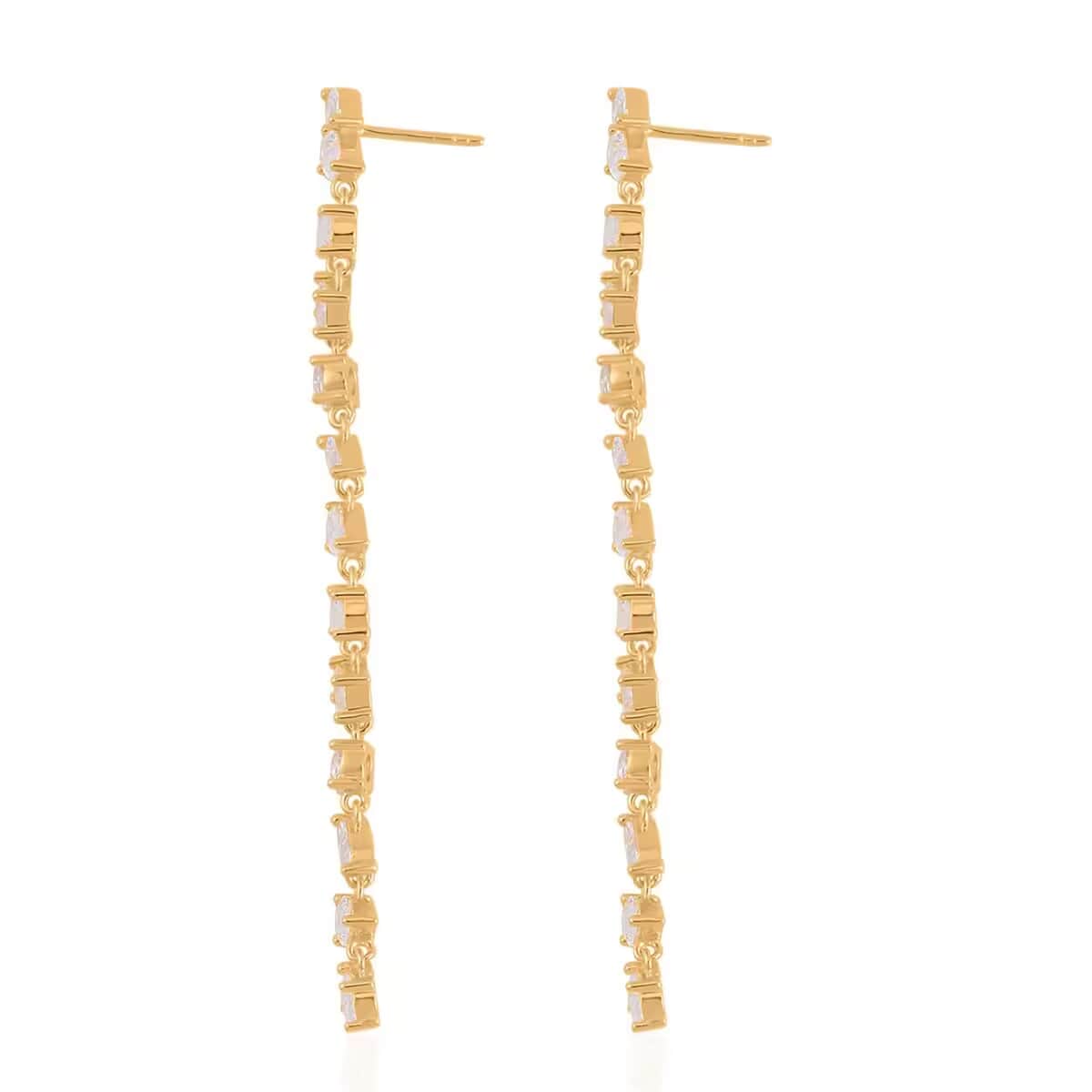 Lustro Stella Finest CZ Earrings in 14K Yellow Gold Over Sterling Silver, Linear Dangle Earrings For Women, Gift For Her 13.00 ctw image number 7