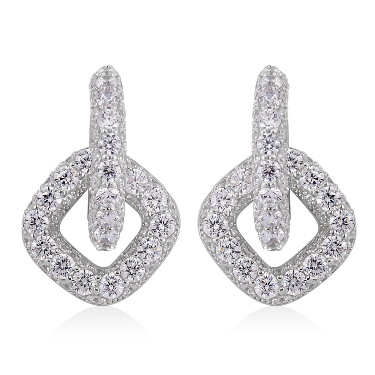Lustro Stella Finest CZ Dangle Earrings in Rhodium Over Sterling Silver 7.50 ctw image number 0