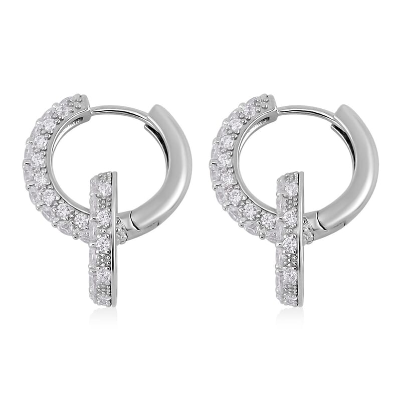 Lustro Stella Finest CZ Dangle Earrings in Rhodium Over Sterling Silver 7.50 ctw