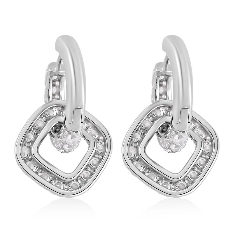 Lustro Stella Finest CZ Dangle Earrings in Rhodium Over Sterling Silver 7.50 ctw