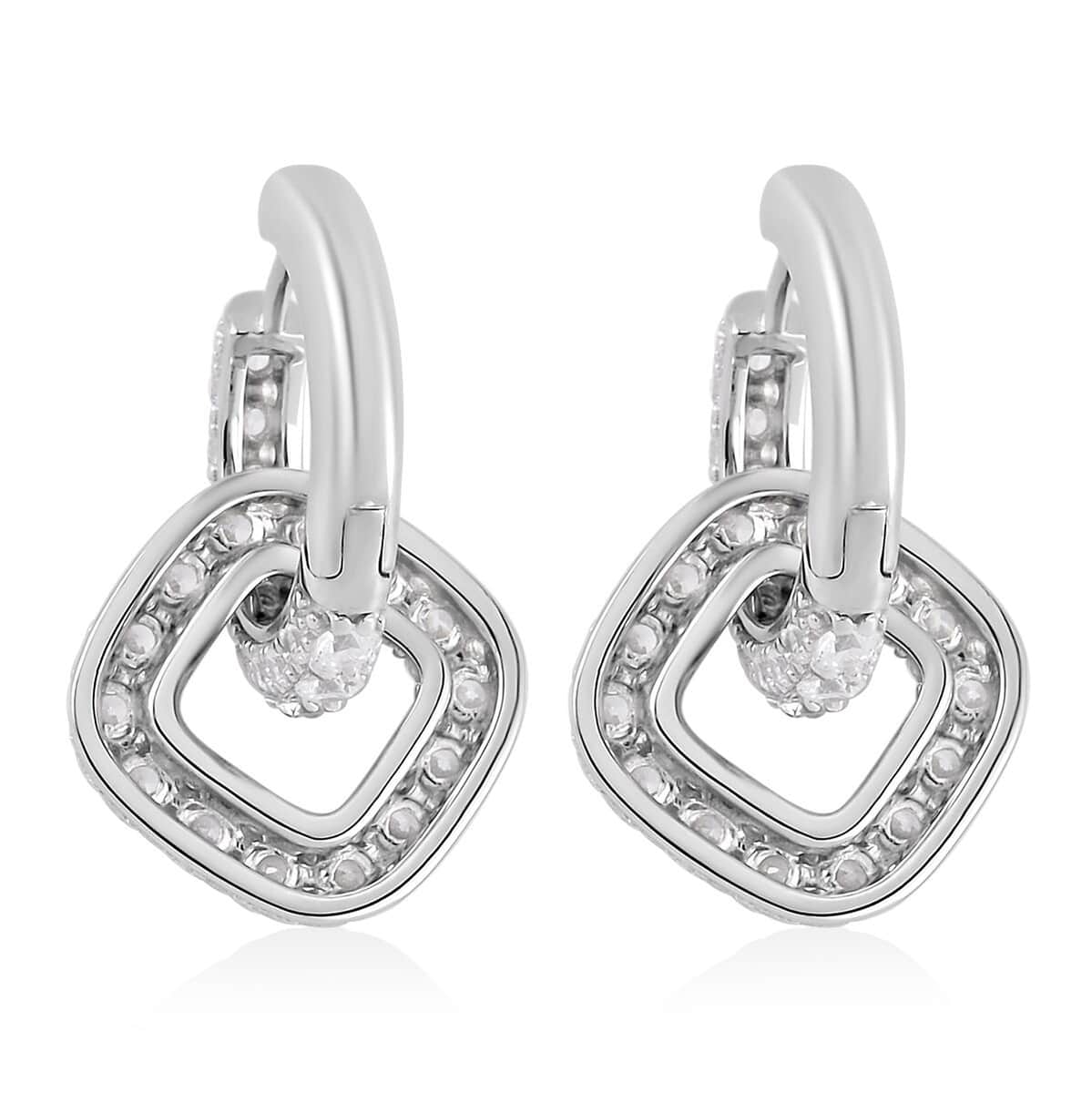 Lustro Stella Finest CZ Dangle Earrings in Rhodium Over Sterling Silver 7.50 ctw image number 4