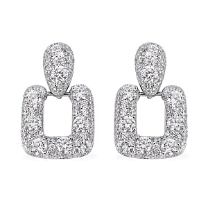 Lustro Stella Finest CZ Dangle Earrings in Rhodium Over Sterling Silver 7.90 ctw