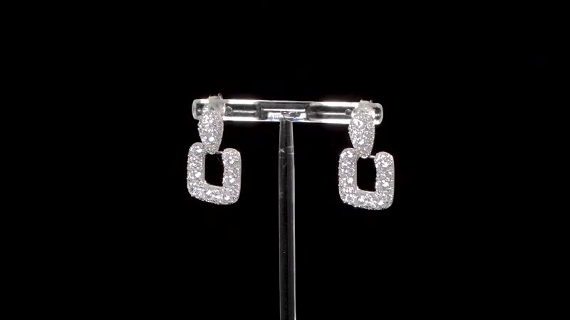 Simulated Diamond Dangle Earrings in Rhodium Over Sterling Silver 7.90 ctw