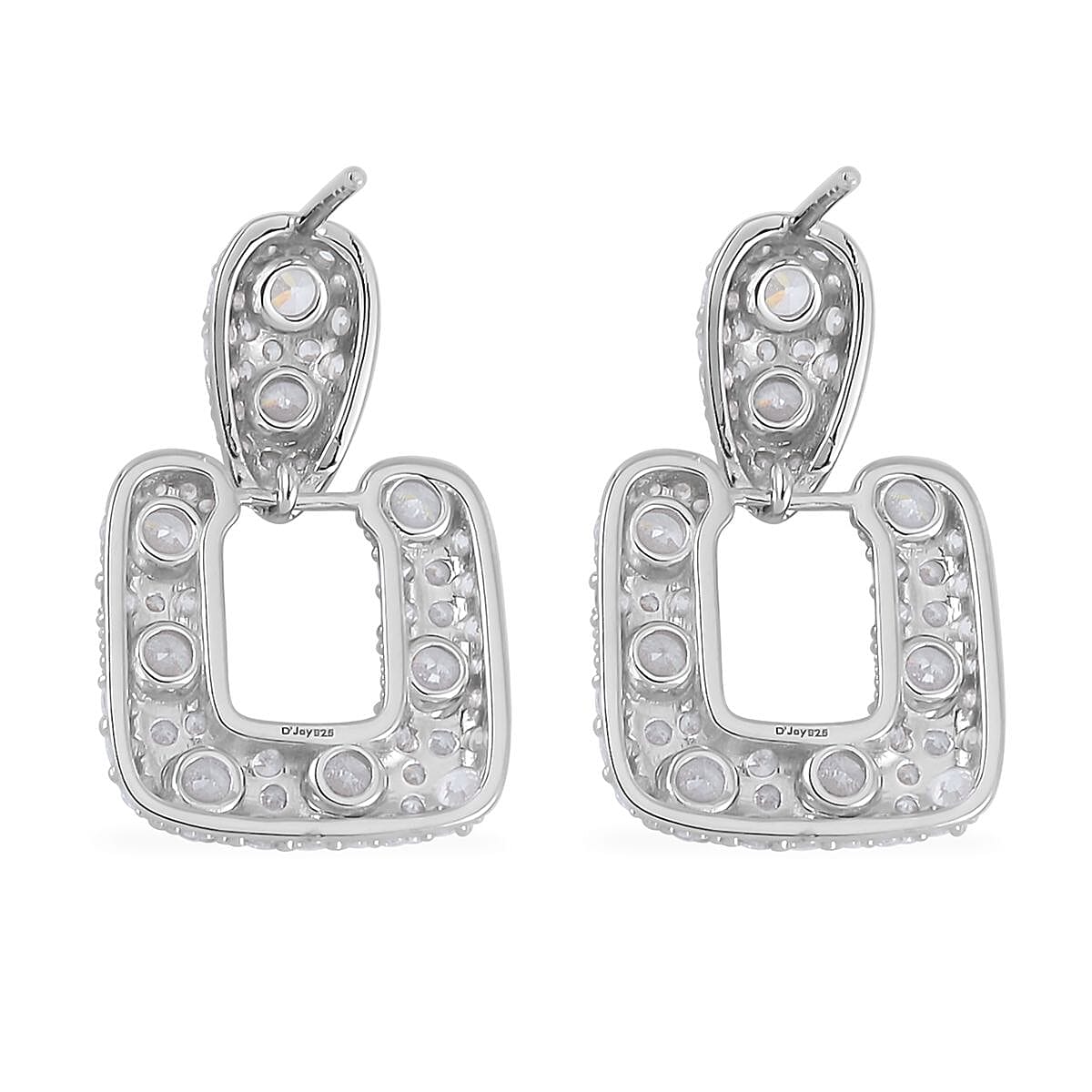 Lustro Stella Finest CZ Dangle Earrings in Rhodium Over Sterling Silver 7.90 ctw
