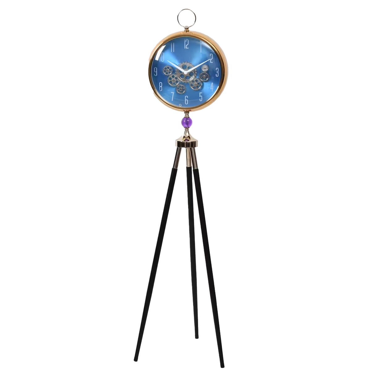 Blue Antique Grandfather Quartz Clock with Tripod Metal Stand image number 0