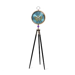 Green Antique Grandfather Quartz Clock with Tripod Metal Stand
