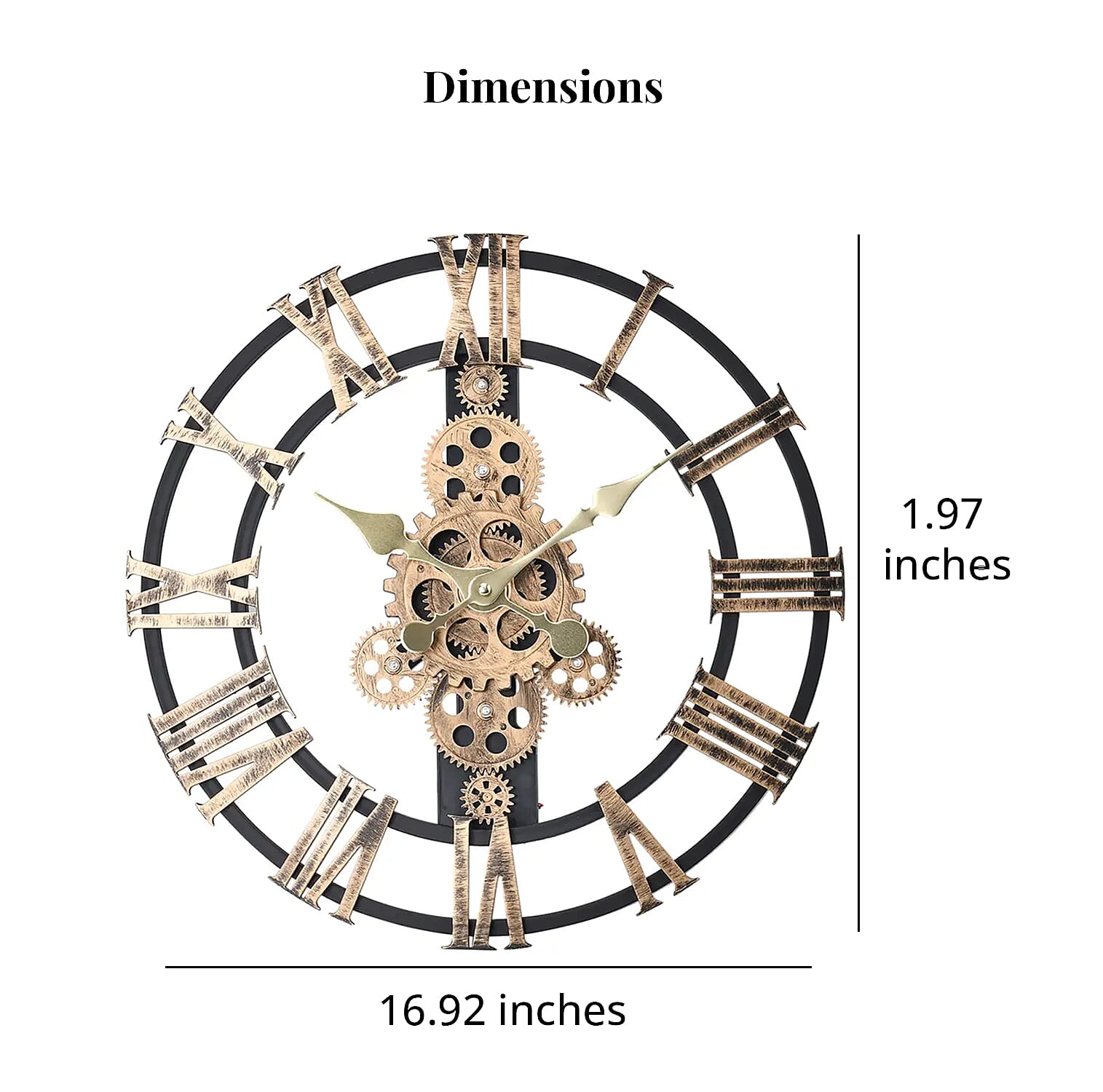 Gold Color Gear Wall Clock