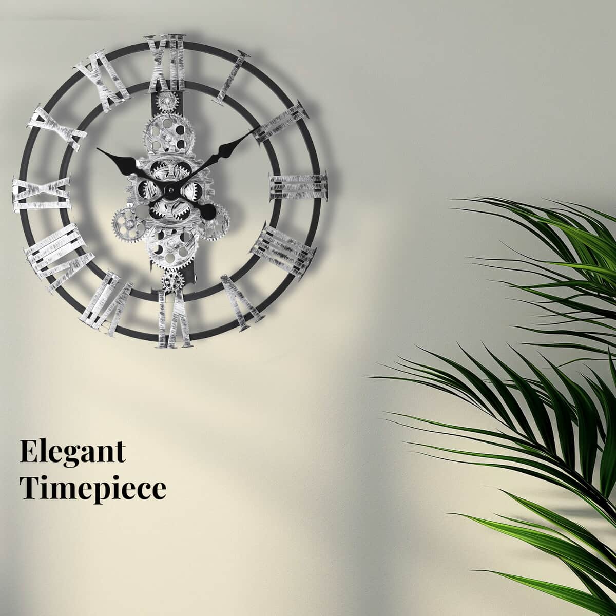 Silver Color Gear Wall Clock image number 2