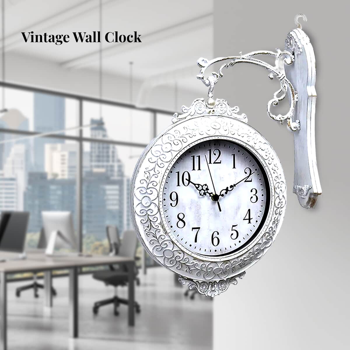 White Decorative Vintage Wall Clock (22.05"x14.96"x4.33") image number 1