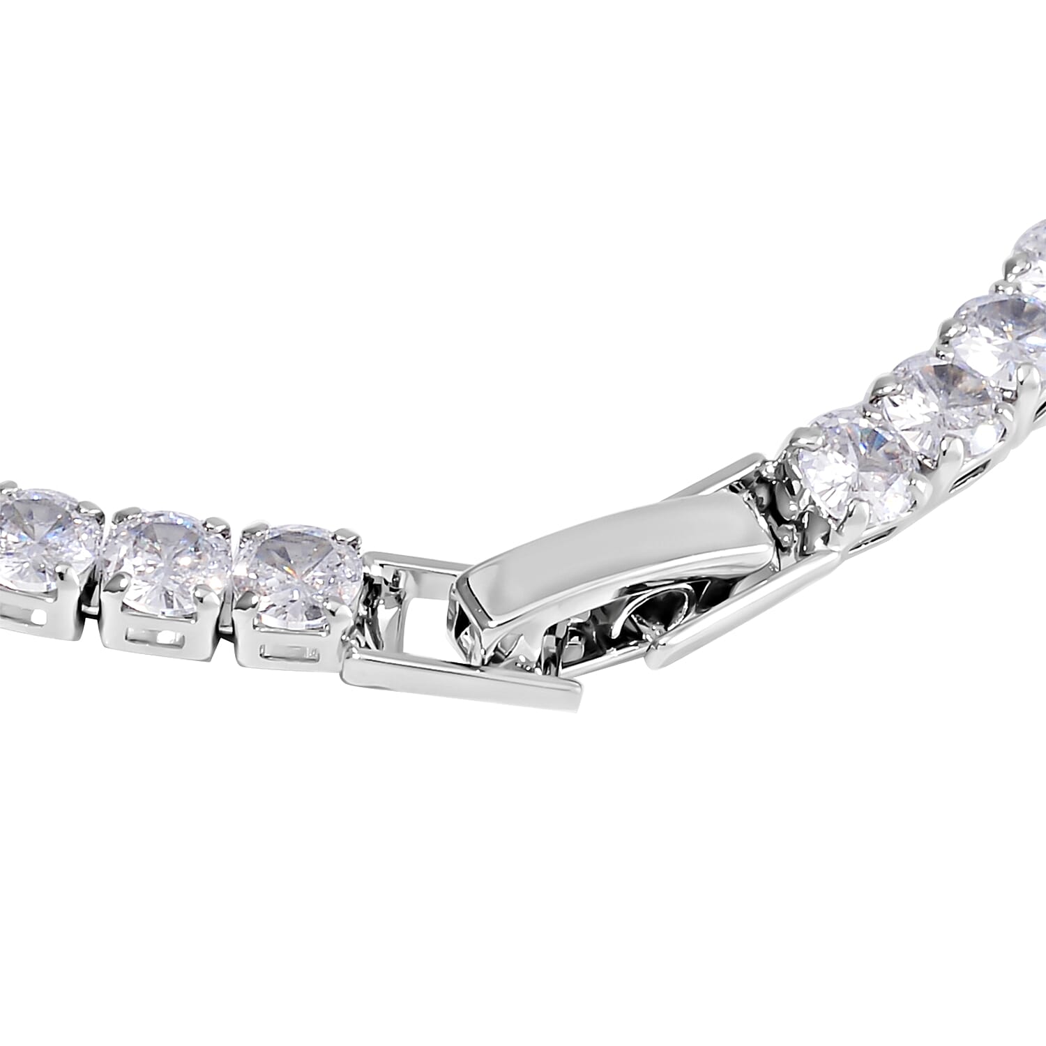 Simulated Diamond Snake Charm Bracelet in Silvertone (7.50 In) 5.00 ctw