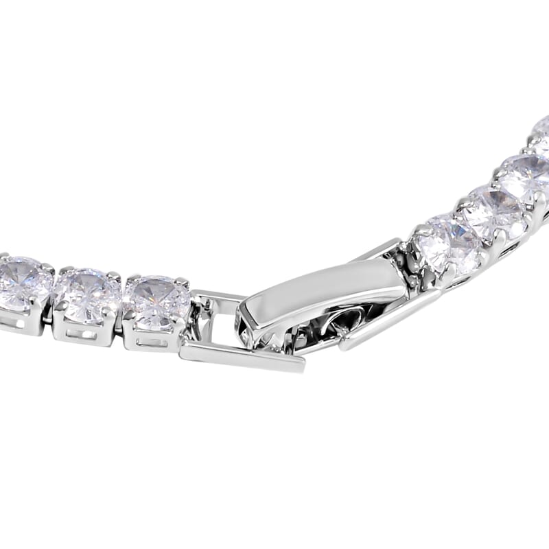Simulated Diamond Snake Charm Bracelet in Silvertone (7.50 In) 5.00 ctw