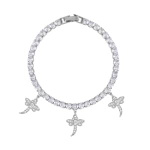 Simulated Diamond Dragonfly Bracelet in Silvertone (7.50 In) 5.00 ctw