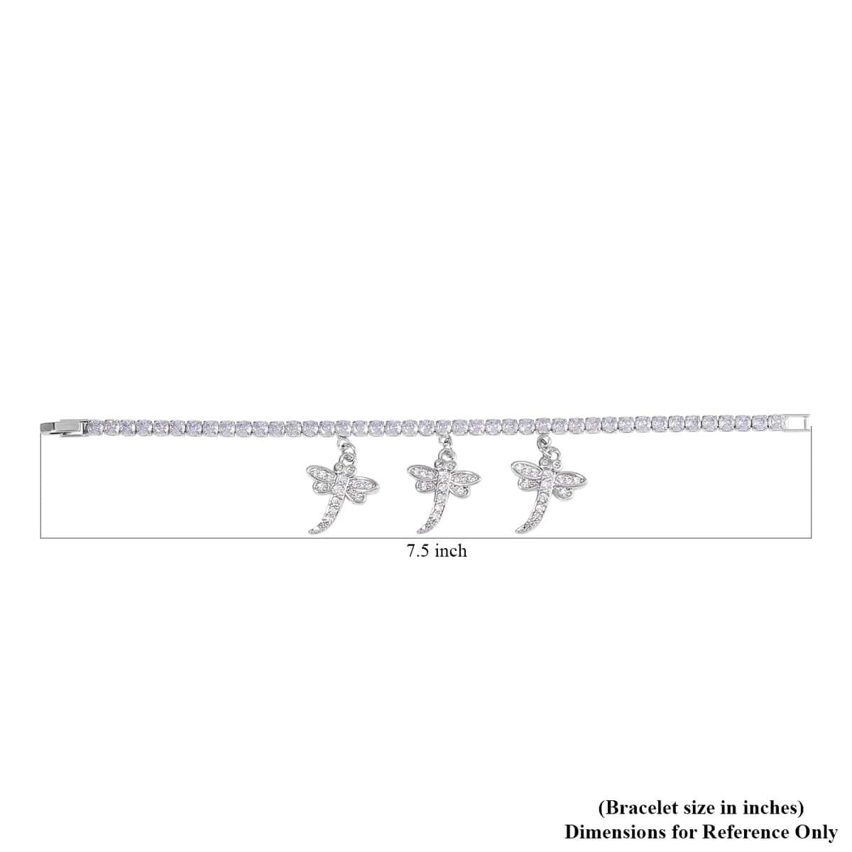 Simulated Diamond Dragonfly Bracelet in Silvertone (7.50 In) 5.00 ctw image number 3