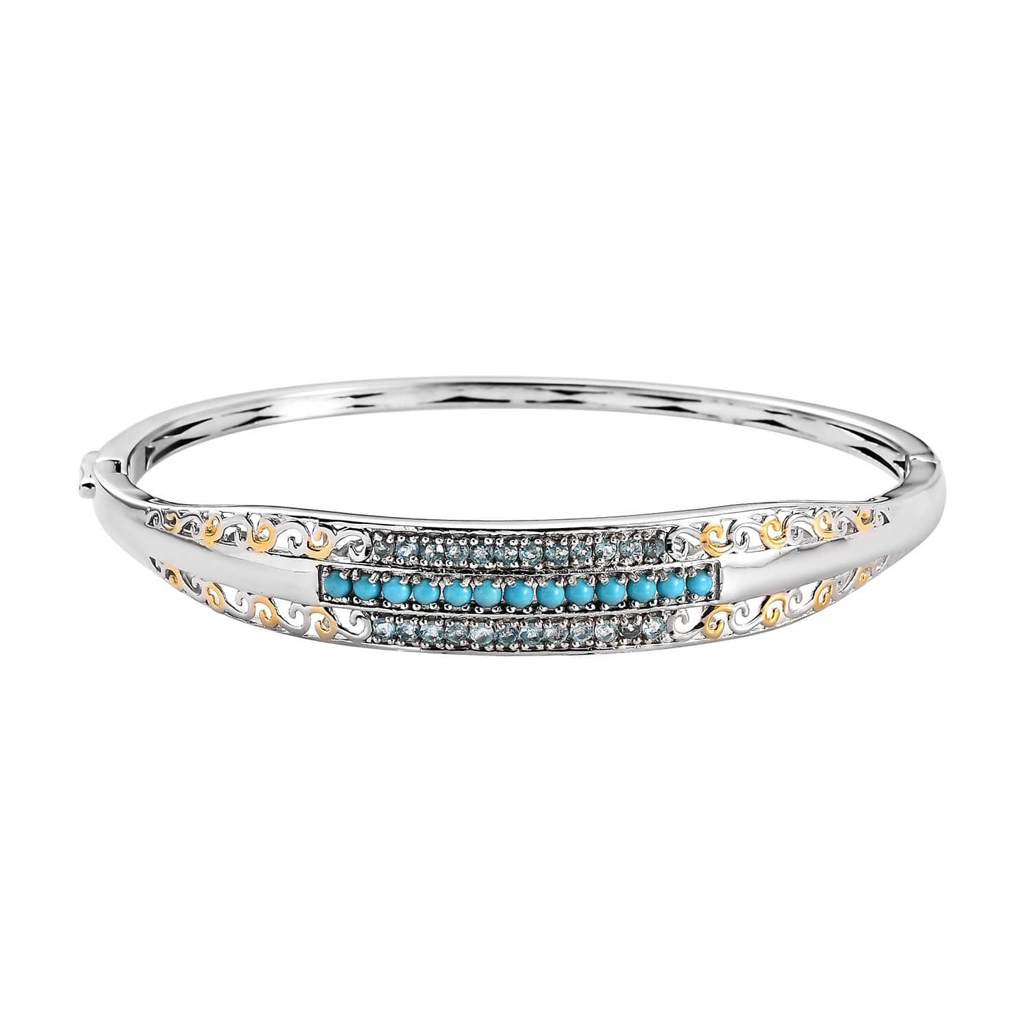 Buy Sleeping Beauty Turquoise And Apatite Bangle Bracelet In 14K Yellow ...